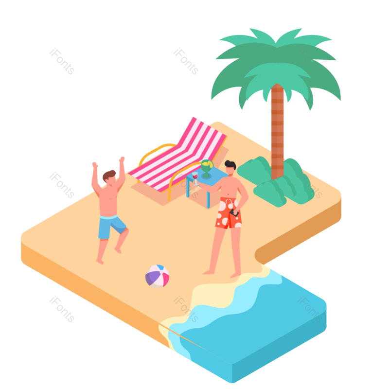 夏天图片,海边元素,度假PNG,游泳免抠素材